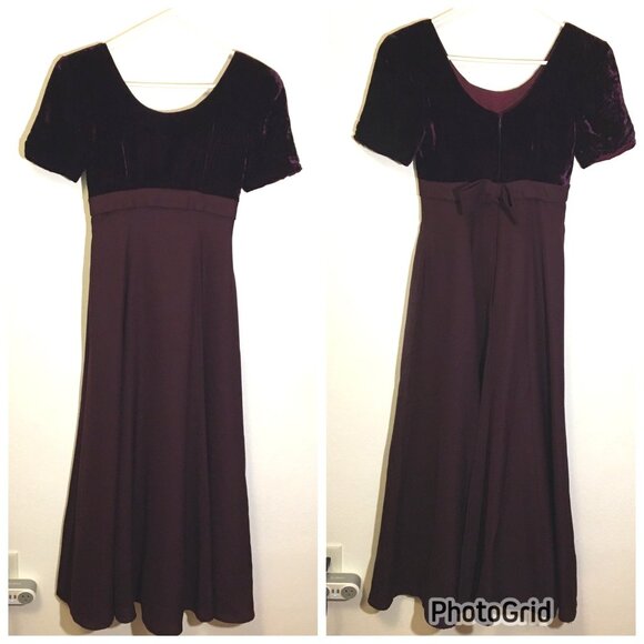 Vintage Dresses & Skirts - Vintage Fancy Maxi Dress Bridgerton Formal Empire Waist Ball Gala Holiday (BT)